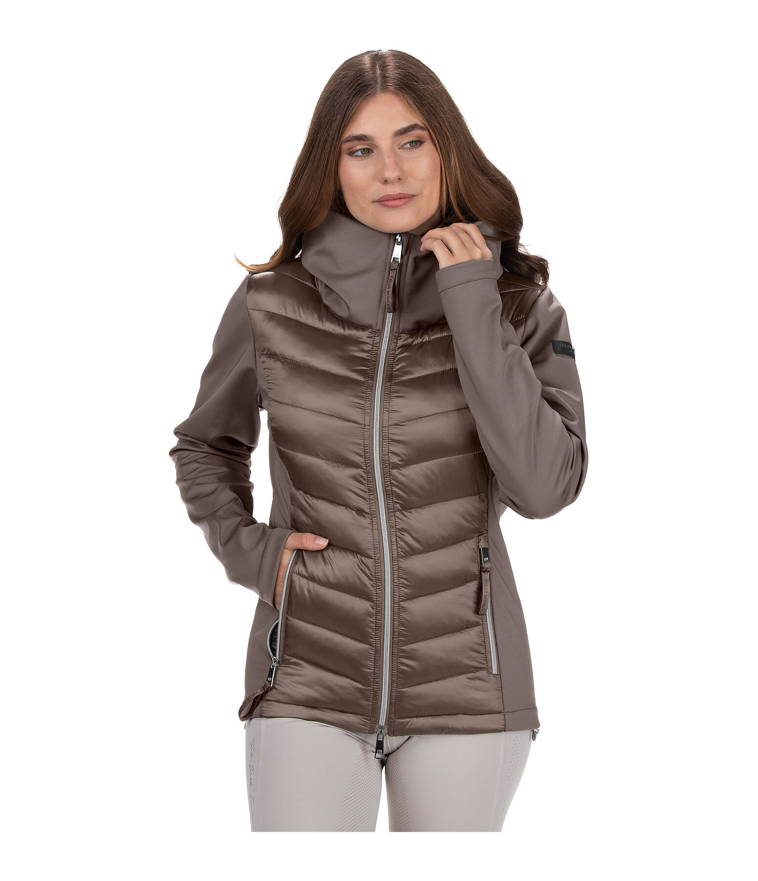 softshell combi rij-jas Cora met capuchon