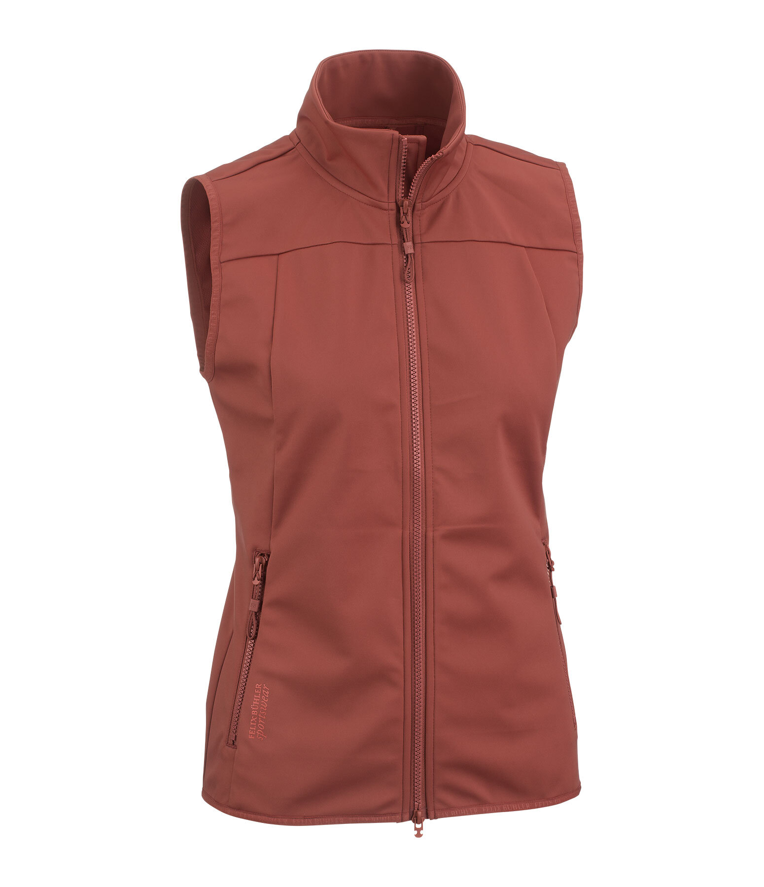 Sportliche Softshellweste aus dehnbarem 4-Way-Stetchmaterial. Winddicht und atmungsaktiv. Mit Stehkragen und unterlegtem 2-Wege-