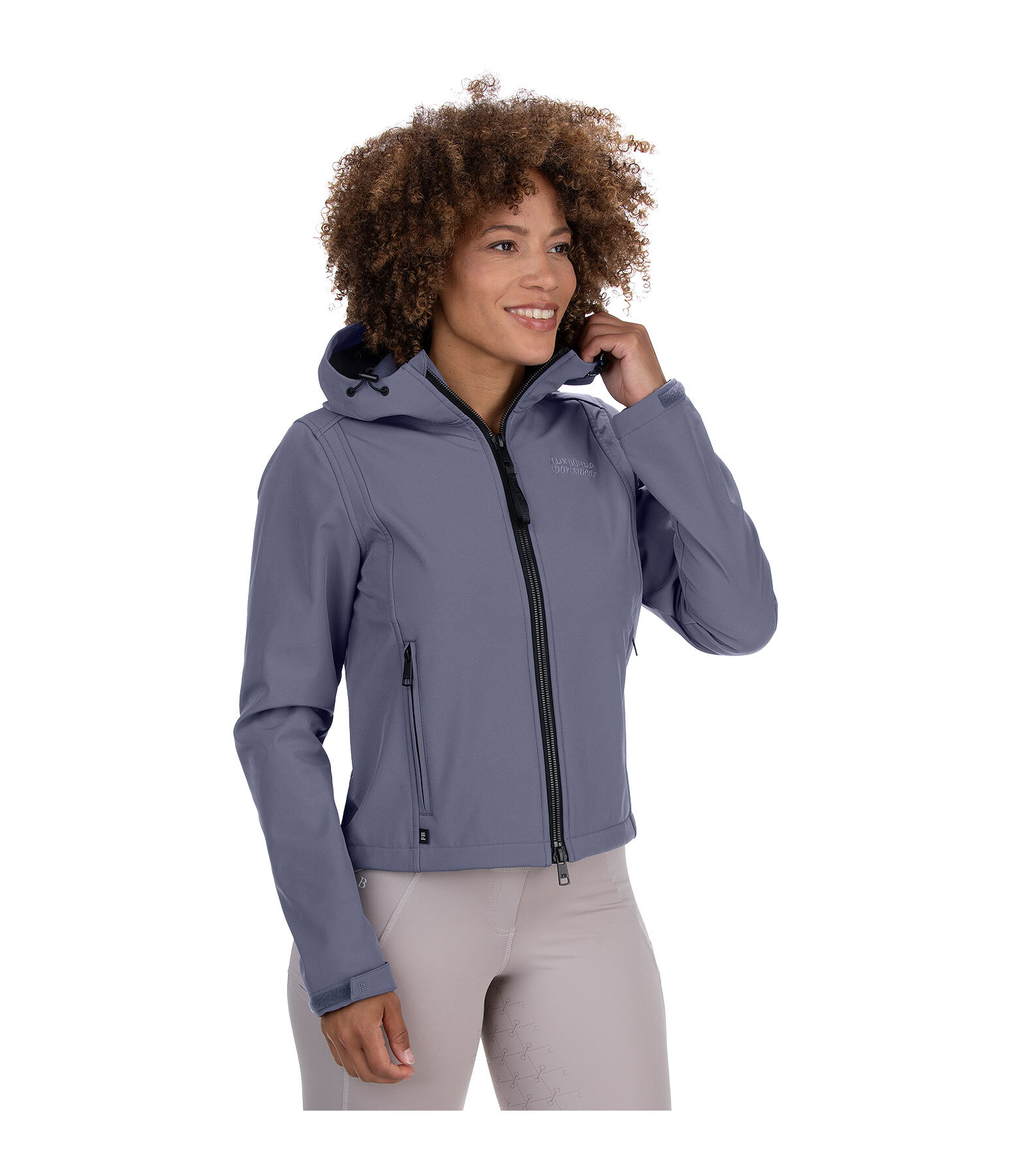 cropped softshell jas Hanne met capuchon