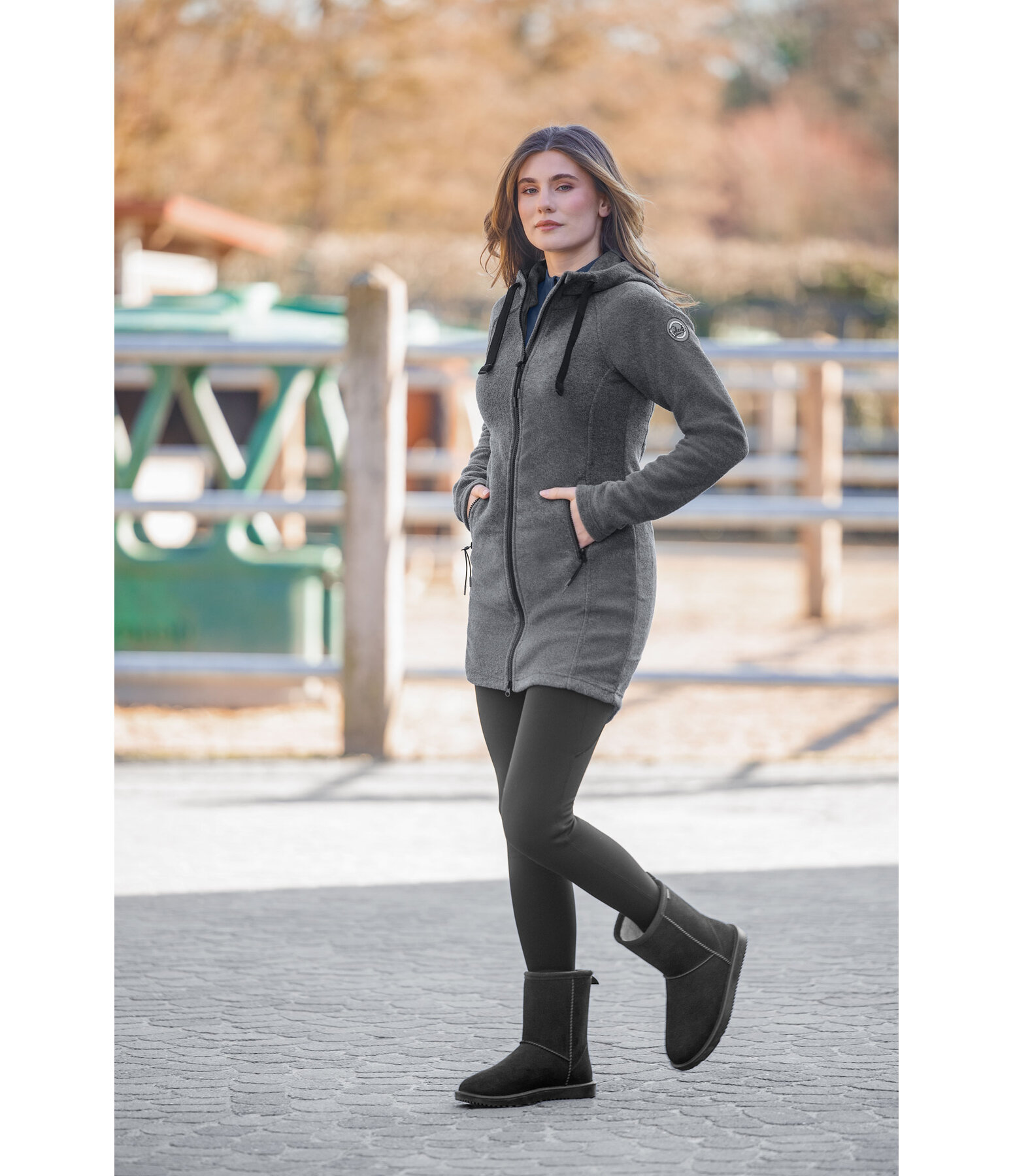 fleecemantel Greta met capuchon
