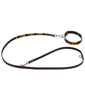 sugar dog set:  lederen hondenhalsband en -lijn Polo Sports - 230926-L-BR