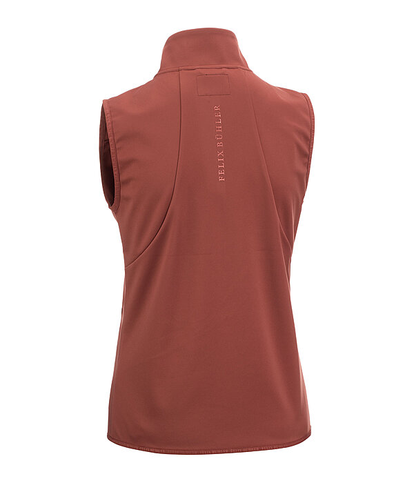 Sportliche Softshellweste aus dehnbarem 4-Way-Stetchmaterial. Winddicht und atmungsaktiv. Mit Stehkragen und unterlegtem 2-Wege-