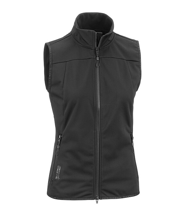 Sportliche Softshellweste aus dehnbarem 4-Way-Stetchmaterial. Winddicht und atmungsaktiv. Mit Stehkragen und unterlegtem 2-Wege-